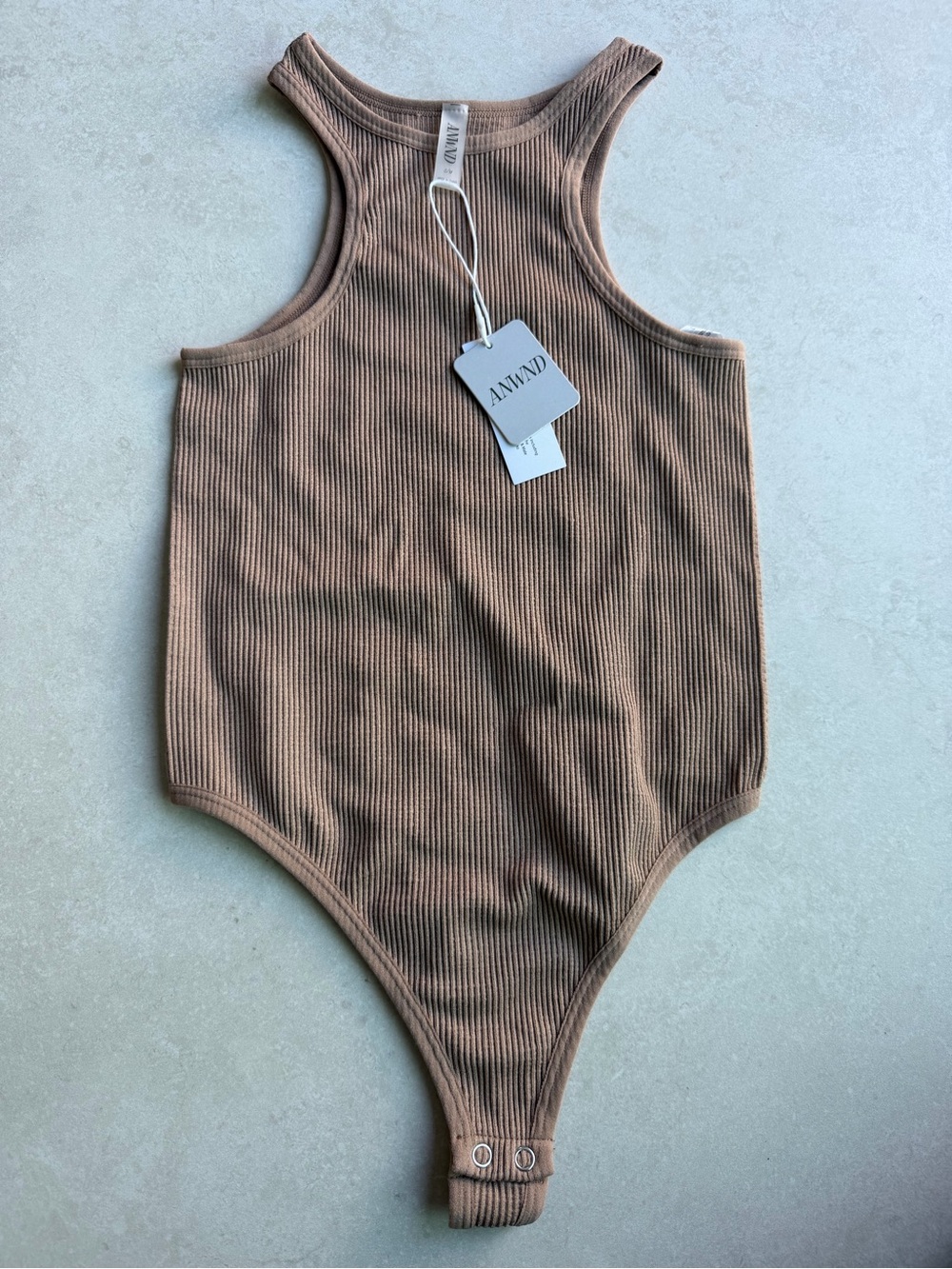 ANWND Ribbed Racerback Bodysuit in Brown